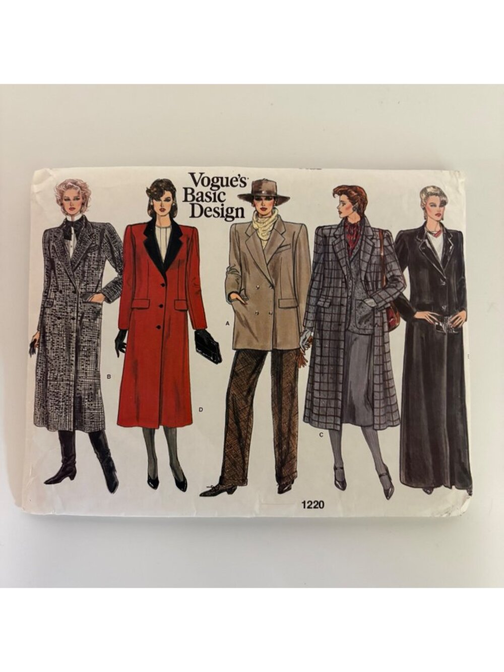 Vogue Basic Design Boxy Coat Sewing Pattern 1220 Size 18 Three Lengths 80s UNCUT